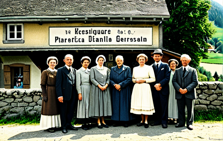 프랑스어 스위스 프랑스어 - Linguistic Heritage**

"A vintage photo depicting a diverse group of people in a Swiss village, full...