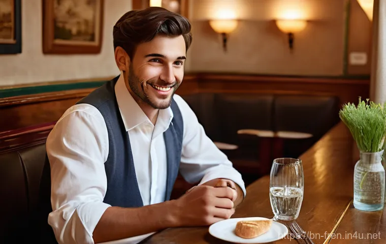 프랑스어 프랑스어로 음식 주문하는 법 - **Prompt:** A young woman, elegantly dressed in a chic, modest blazer and blouse, sits at a classic ...