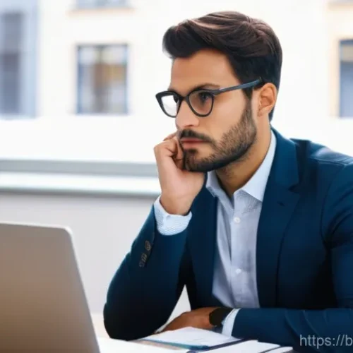 프랑스어 비즈니스 이메일 작성법 - **Prompt:** A professional, gender-neutral person in their late 20s to early 30s sits at a modern of...