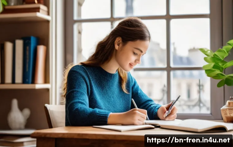 프랑스어 프랑스어 학습 동기 부여법 - **Prompt:** A cheerful young adult, dressed in casual yet modest attire (e.g., jeans and a sweater),...