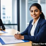 Home 21 프랑스어 프랑스어 자격증 활용법 - A professional young Bengali woman in business attire confidently presenting in a modern multination...
