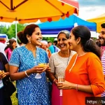 Home 18 프랑스어 캐나다 퀘벡 프랑스어 - A vibrant scene of a diverse group of Bengali-speaking people engaging in a lively French language c...